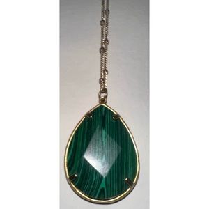 Hot Topic Green & Gold Dangle Pendant Charm Necklace